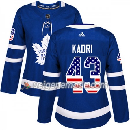 Dame Eishockey Toronto Maple Leafs Trikot Nazem Kadri 43 Adidas 2017-2018 Blue USA Flag Fashion Authentic